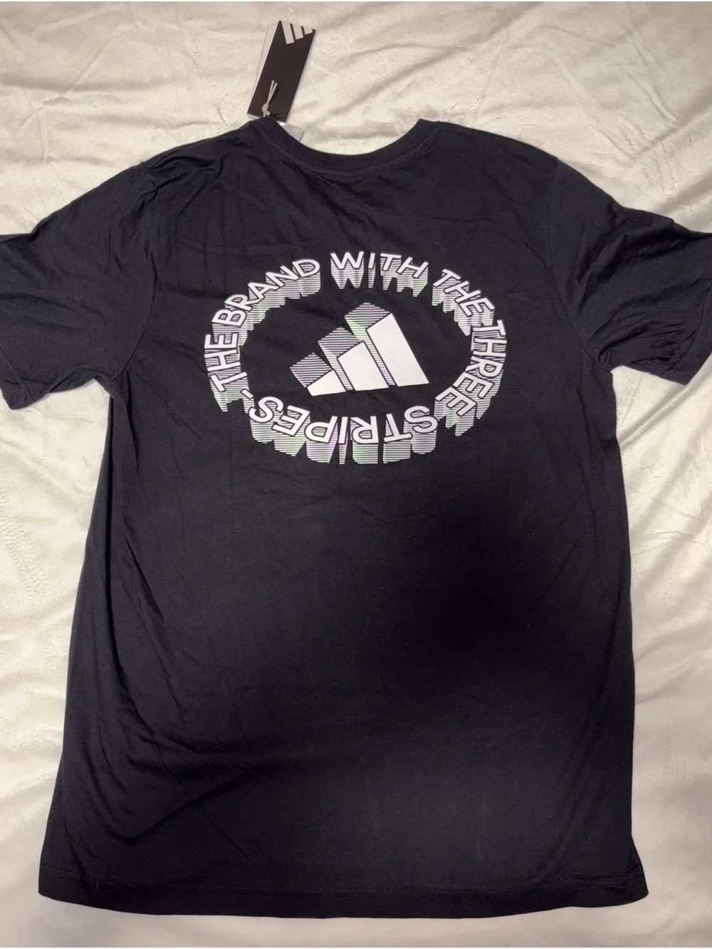 adidas Black Short-Sleeve Tee with White Circular Trefoil Graphic